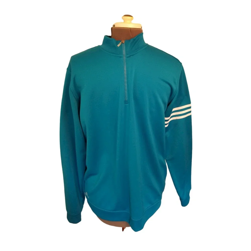 Adidas Golf Climalite Blue Pullover Sweater 1/4 Zip Size Men's L PIT TO PIT 24